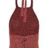 BLU0089-ROJ Women's Halter Neck Woven Blouse