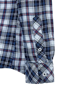 CAM0252-AZI Men's Long Sleeve Checkered Shirt