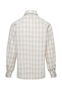 CAM0258-BEI Women's Long Sleeve Checkered Shirt